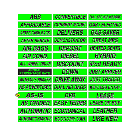 15"" Chartreuse Adhesive Windshield Slogans: Extended Service Plan Pk -  CAR DEALER DEPOT, 115-BR